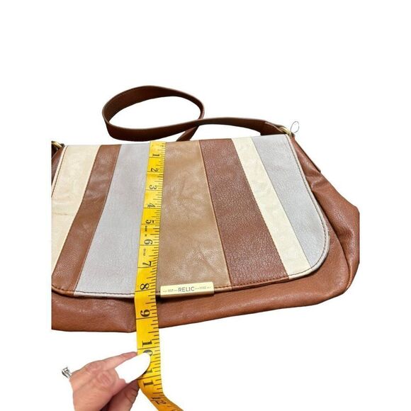 Relic Women's Multi-Color Striped Faux Leather Crossbody Bag With Polka Dot Inte - Picture 8 of 15
